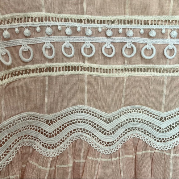Jonathan Simkhai Voile Grid Top in Pink Embroidered Lace, Small - Picture 8 of 16